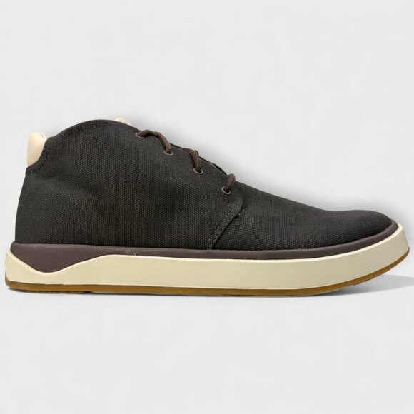 OluKai Papaku Chukka Boots Men 10.0 Dark Wood Canvas Leather Waterproof - Picture 2 of 14